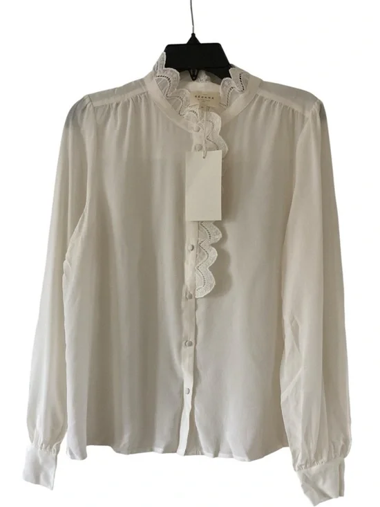 Sezane Chemise Chlo Silk Blouse NWT In Ecru Soft White - Picture 8 of 14
